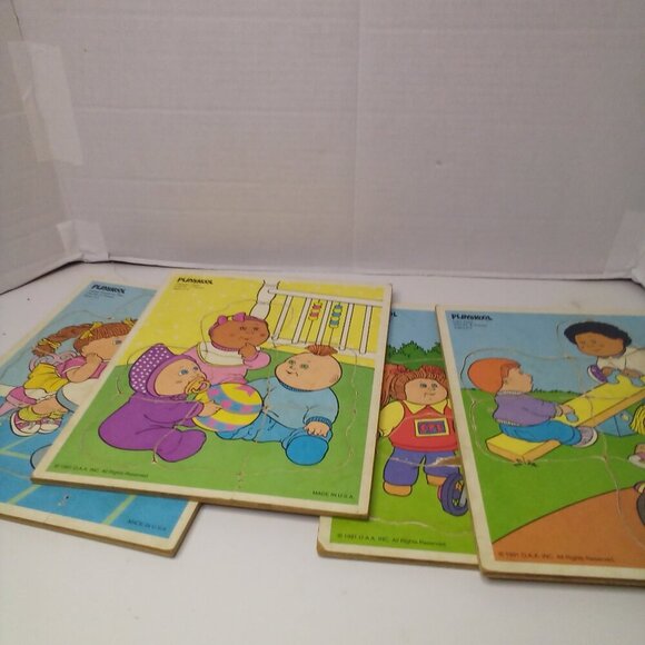 Vintage 1991 Cabbage Patch Kids Puzzles Wood Lot of 4 Playskool Ages 2-5 - Picture 11 of 11
